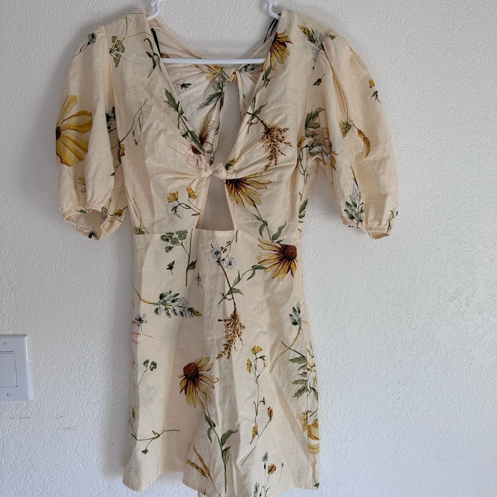 H&M yellow sunflower knotted dress